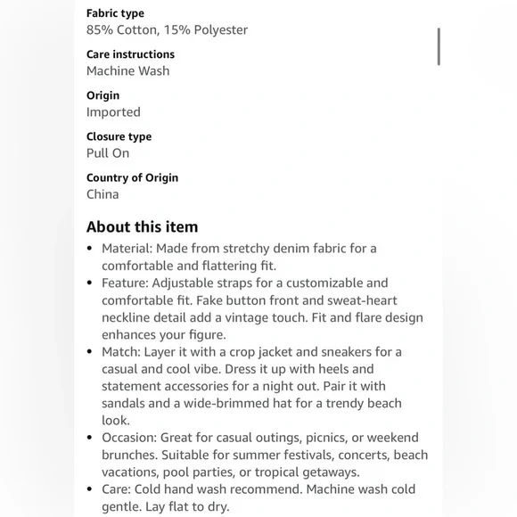 NWOT Denim Dress Sleeveless Adjustable Straps A Line Maxi Dress with Pockets - Picture 15 of 15